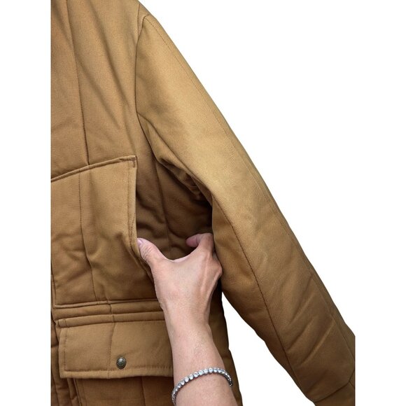 Vtg Walls Blizzard-Pruf Quilted Barn Coat Mens L Brown Corduroy Collar Workwear - Picture 10 of 16